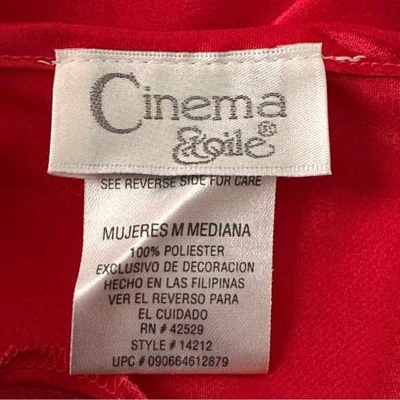 CINEMA ETOILE Red Satin Black Lace Slip Dress Lingerie Whimsigoth - Picture 9 of 13